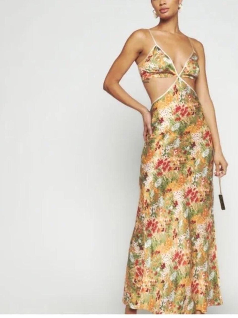 Reformation Floral Silk Cutout Maxi Dress Sz 6 NWT